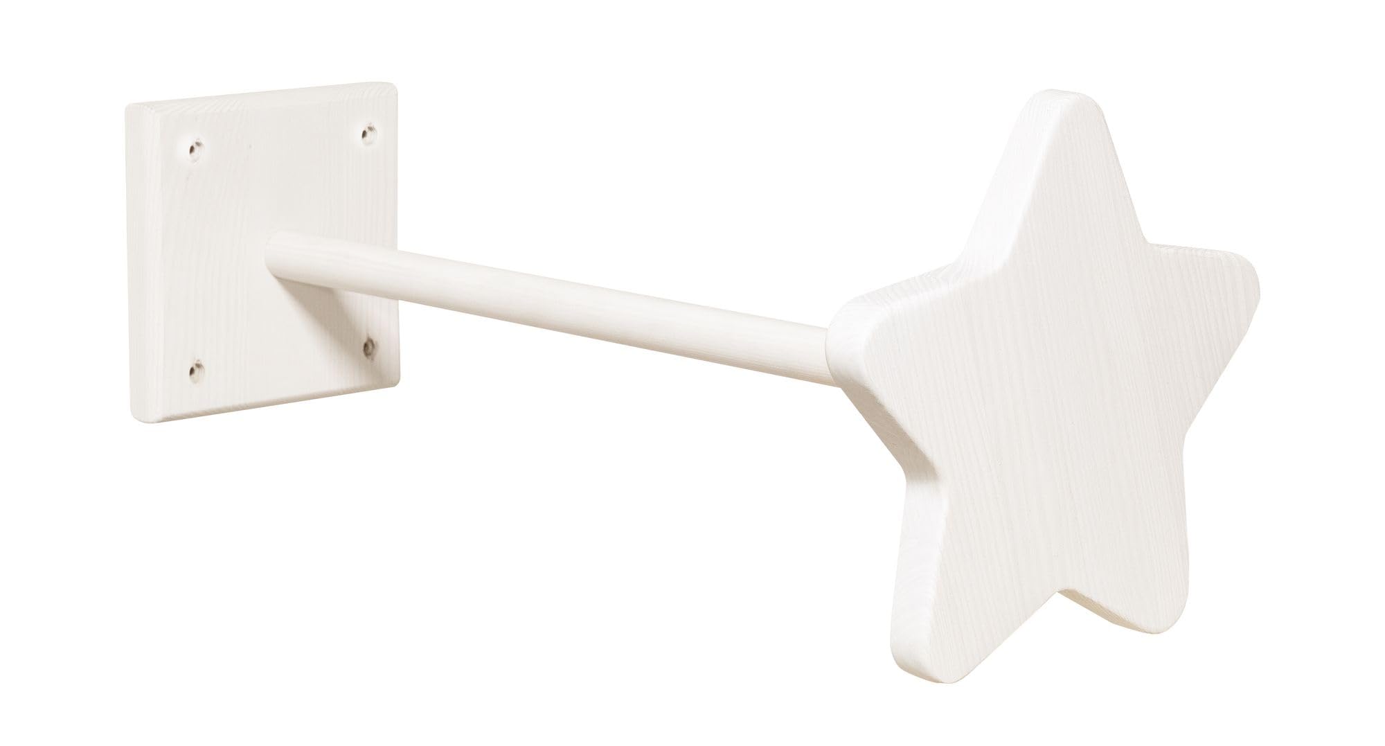 BioKinder Betthimmel-Halter Stern Himmelstange Netzhalterung Betthimmel Halterung aus zertifiziertem Massivholz Kiefer Naturweiß lasiert, L 44 cm