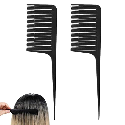 2 Pcs Peigne à Mèches Ensemble de Peignes de Queue de Rat Peignes de Coiffeur Pin Queue Peigne Peigne de Surbrillance Styling Peigne pour Femmes Hommes Coloration des Cheveux Salon Accessoires Noir Cover