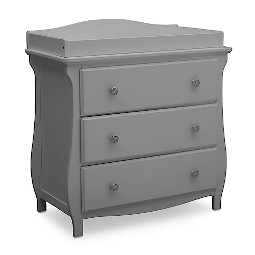Image of Delta Children Lancaster 3 Drawer Dresser with Changing Top and Interlocking Drawers - Greenguard Gold Certified, Grey