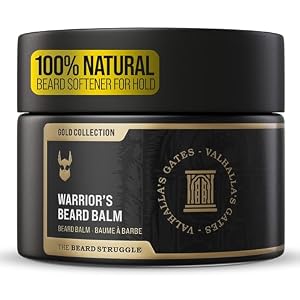 The Beard Struggle Warrior’s Beard Balm – Gold Collection, Valhalla’s Gates – Non-Greasy Low-Hold Formula, Luxurious Cologne-Grade Fragrances 100% Natural and Plant-Based Ingredients – 50g