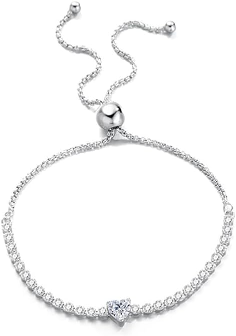 14K Gold Heart Cut Diamond Tennis Bracelet | 0.5 Carat VVS2, Adjustable | Romantic Symbolic Gift for Her