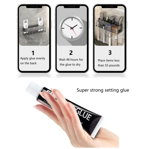 4-Slot Toothbrush Rack, Including 4 Mouthwash Cups, Multi-Function Toothbrush Holder, Punch-Free Toothpaste Holder, Wall-Mounted Bathroom Storage Box. (Black) #TOP6