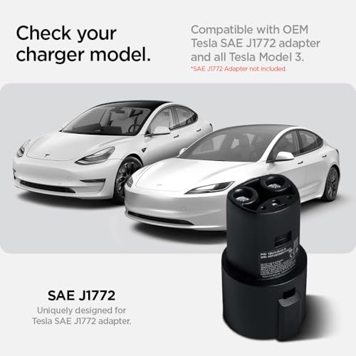 Image of Spigen J1772 Charging Adapter Door Dock for All Tesla Model 3 (2017-2026) | Compatible with Tesla Model 3 Highland (Standard, Premium & Performance 2026 /25 /24) - J1772 Charging Adapter NOT Included