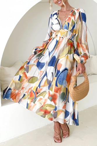 Image of Maxigerui Women's Long Sleeve Floral Maxi Dress 2026 Spring Summer Wedding Guest Dress