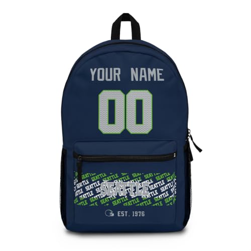 Image of Seattle School Backpack Custom Gifts for Boys Girls Teens | Custom Name and Number Personalized Bookbag