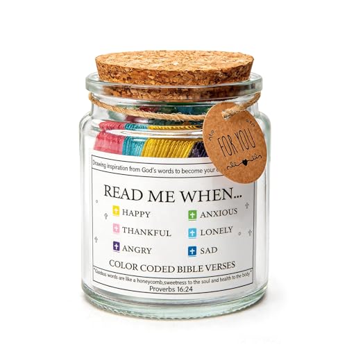 Bible Verses Jar, Read Me When Color-Coded Scripture Strips, Glass