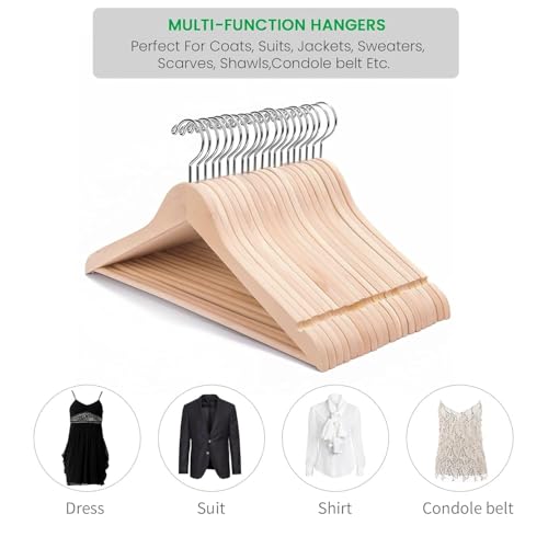 Image of DEZNA Premium Hanger Set of 12 Unbreakable Plastic Wooden Look Cloth Hanger for Hanging Suits /Pants /Shirts /Skirts etc (12)