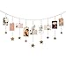 Mkono Hanging Photo Display Wood Stars Garland with Chains Picture Frame Collage with 30 Wood Clips Wall Art Decoration for Home Office Nursery Room Dorm,Gold