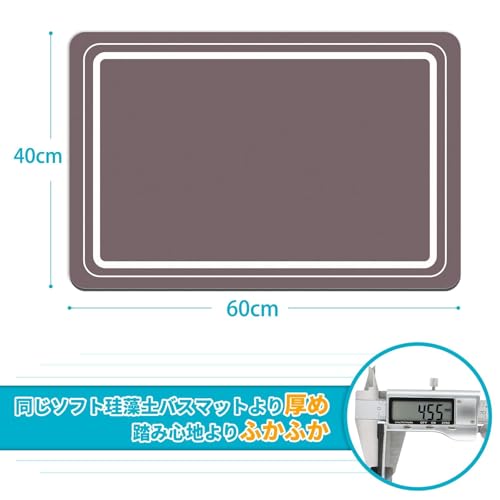 SHINGONE ブラウン 60*40cm ミニマリスト 速乾防滑 珪藻土バスマット [2]