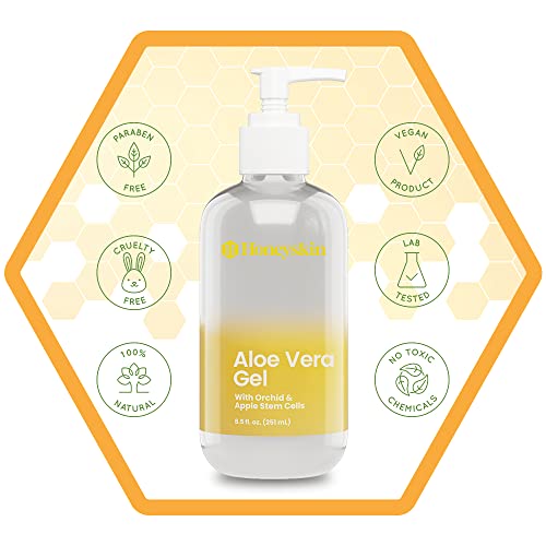 Organic Aloe Vera Leaf Gel - 100% Pure With Manuka Honey - Face And Body After Sun Care - From Fresh Aloe Plants In Usa - Hydrating Gel For Sunburn, And Acne - No Clumping Or Pulp - Non Sticky - Made In Usa (8 Fl Oz) #TOP5