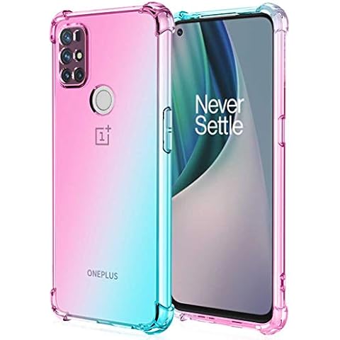 Lmposla for Oneplus Nord N10 5G Case,1+ Nord N10 5G Case, for Girls Women Shockproof Slim Ultra-Thin Flexible TPU Soft Rubber Silicone Airbag Case Cover for Oneplus Nord N10 5G (Pink/Teal) Cover