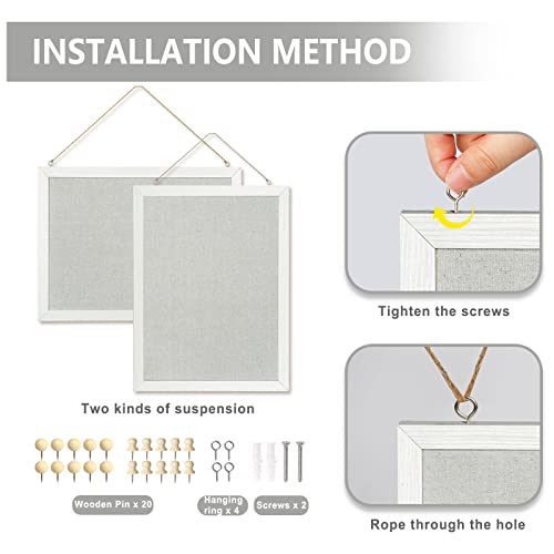 Dollar Boss Bulletin Boards With Linen 2-Pack 16''X 12'' Cork Board For Walls Wood Framed Bulletin Boards,Small Pin Board For Home Kitchen Office Decorative Hanging 20Pushpin #TOP2