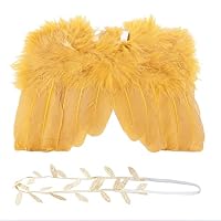 JAWSEU – Set De Photographie Bébé : Ailes D’ange Et Bandeau En Plumes – Accessoire Nouveau-né 0-3 Mois – Pour Séances Photo, Halloween, Noël, Fées – Doux Et Léger