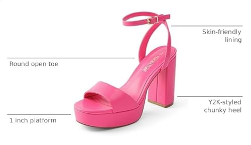 DREAM PAIRS Platform High Heels for Women,Hot Pink-Pu,8 angle 3