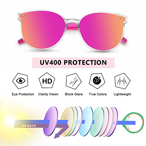 Retro Round Sunglasses for Women, Pink Sunglasses Womens with Classic Trendy Frame Sunnies Shades UV400 Blocking2