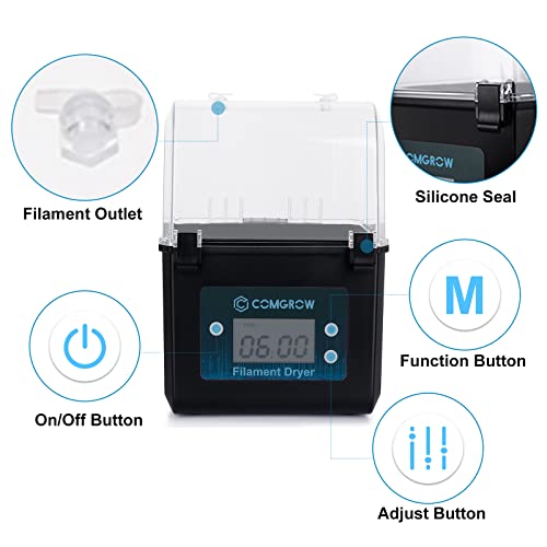 Image of Comgrow 3D Printer Filament Drying Box, Keep Filament Dry During 3D Printing, Compatible with 1.75 /2.85mm PLA PETG ABS, Dehydrator Spool Holder