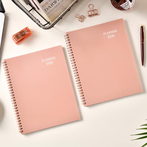 2026 Planner - 2026 Calendar Planner from Jan. 2026 - Dec. 2026, 8" x 10" Planner 2026, Planner 2026 with Twin-Wire Binding, PP Cover, Round Corner - Rose Gold