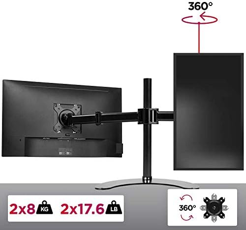 Duronic Dual Monitor Arm Stand Desk Mount DM25D2 | For Two 13-27 Inch LED LCD PC Computer or TV Screens | Freestanding Double Bracket | VESA 75 100 | Tilt Swivel Rotate