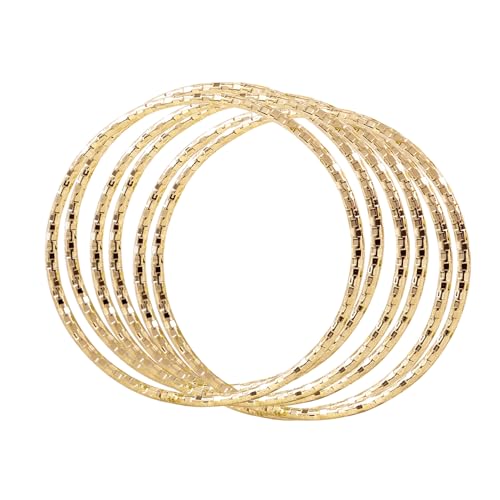 Image of Peora Silver Gold & Rose Gold Plated Metal Bangles Bracelet Fancy Gift for Women (6 Pcs. 2.6 inch)
