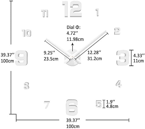 Miniatura 3 de Vangold moderno reloj hágalo usted mismo sin armazón grande para pared con espejo 3D adhesivo grandes relojes para decorar el hogar y la oficina