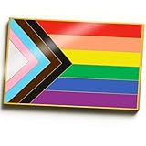 Arturbo Progress Pride Flagge LGBTQ Regenbogen-Emaille Anstecknadel Metall Lustige Abzeichen für Kleidung Taschen Rucksäcke Jacken Hüte Geschenke Dekoration, Normal, Metall, Kein Edelstein