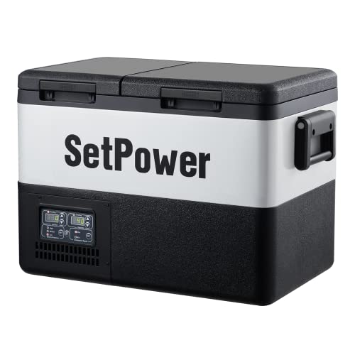 Setpower PT35 - Refrigerador portátil de doble zona 35 L (37 litros) - Refrigerador de coche 12 V - Refrigerador eléctrico para coche, camping, caravana, camión