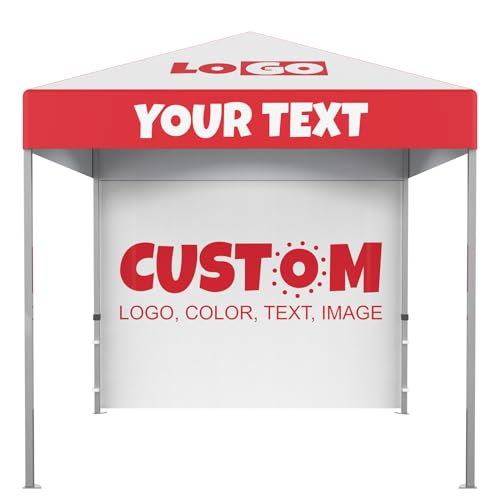 LANTENTSUN 10x10ft Custom Instant Canopy Tent with Heavy Duty Aluminum Frame Side - Color Image Words