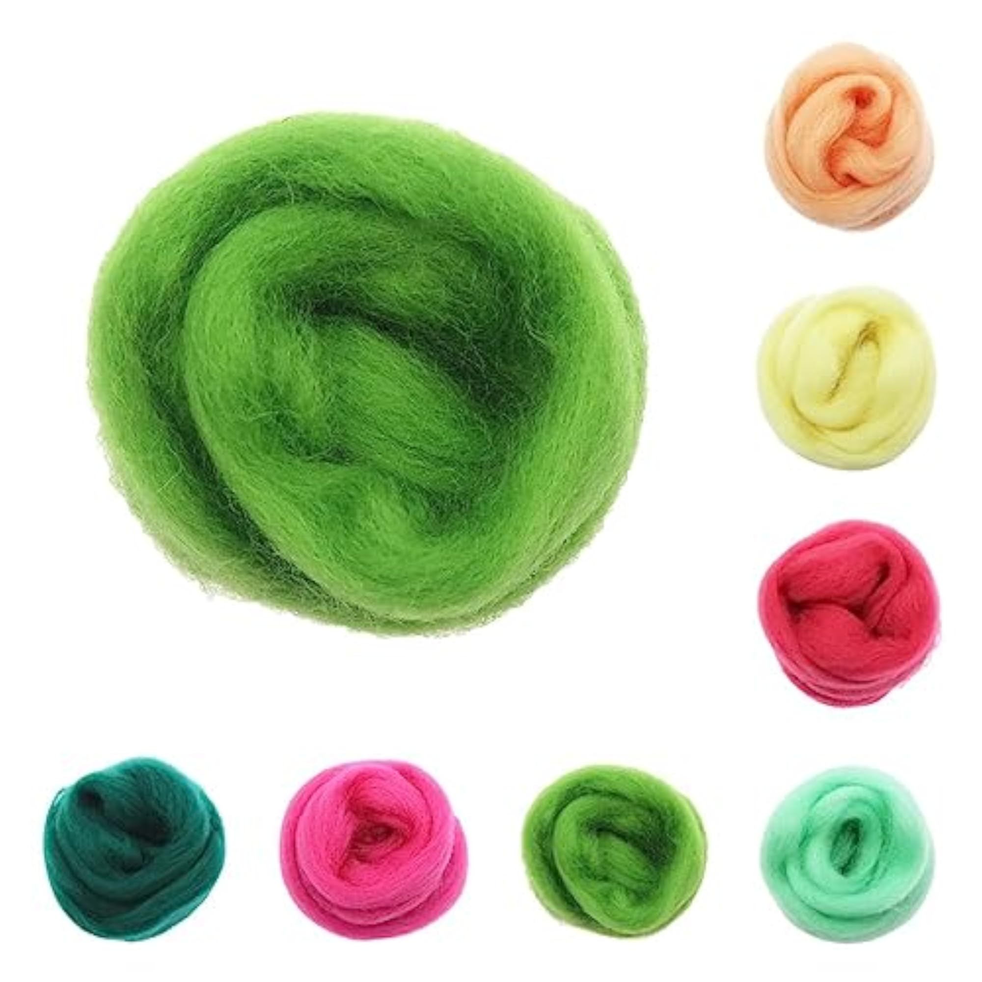 Handmade Wool Top Fibre Roving for Needle Felting, Light Green