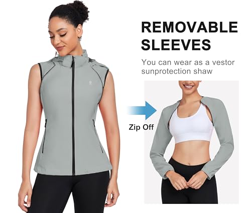 Little Donkey Andy Jaqueta De Ciclismo Leve E Impermeável Para Mulheres Com Mangas Removíveis Capuz