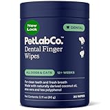 PetLab Co. Dental Finger Wipes - Easy to Use Dog & Cat Teeth Cleaner - Freshens Breath & Provides A Thorough Clean – Supports Overall Oral Hygiene – Alcohol & Fragrance Free - Packaging May Vary