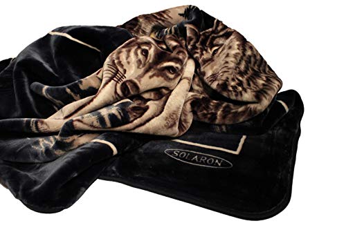 Solaron Korean Super Thick Heavy Weight Ultra Silky Soft Mink Heavy Duty Reversible Blanket Bed Comforters Bedspreads Bedding Comforter King Or Queen (Queen, 119 Wolf Blue) #TOP3