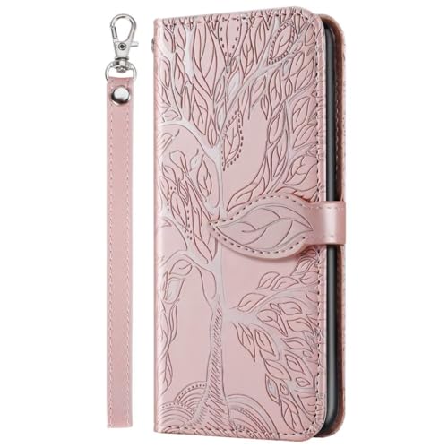 SsHhUu Coque pour Samsung Galaxy S23+ 6.6-Pouces,Funda Tapa Libro Movil de Cuero Premium PU Con Ranura Para Tarjetas Piel Cartera Magnético Bolsillo Función de Soporte Flip Wallet Case,Oro Rosa