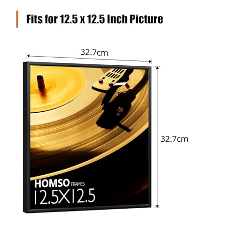 Image of Homso 12.5x12.5 Record Frame in Black, Metal Vinyl Record Album Frame 2Packs, Display Music Vinyl LP Record Album Covers, Hanging Hardware Included