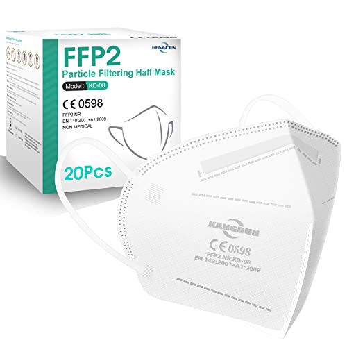 Ffp2 Mask 20 Pcs, Kangdun Ffp2 Face Mask 5-Ply Cup Dust Safety Masks, Disposable Particulate Respirator For Men & Women, En 149:2001+A1:2009 Ffp2 Nr White #TOP24