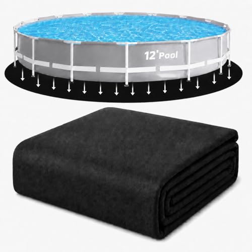 Pool Helper 12-Foot Round Pool Pads for Above Ground Pool Durable Geotextile Fabric Under Pool Liner Pad Puncture Resistant Pool Ground Pad Extend Liner Life Black