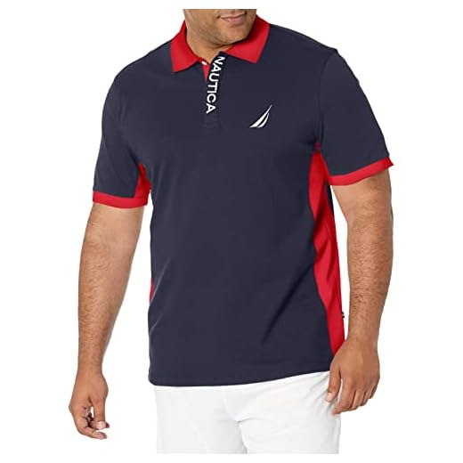 Nautica Camisa polo masculina de manga curta com blocos de cores