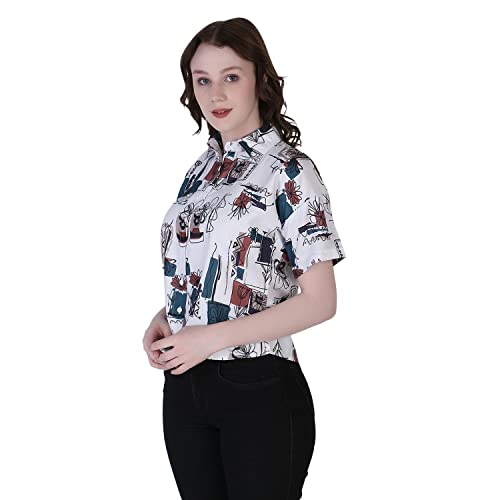 Image of GRECIILOOKS Shirt for Women`s | Womens Printed Half Sleeve Shirt | Casual Loose fit Tops | Comfortable Rich Korean Style Crop top for Women
