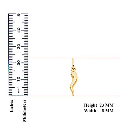 Tgdj 14K Yellow Gold Cornicello Italian Horn Charm Pendant - 4 Differnet (Height 23 Mm Width 8 Mm) #TOP2