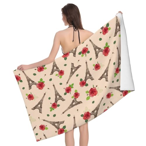 Novastar Toalla de playa de secado rápido, toallas de microfibra de flores de las Torres Eiffel para el cuerpo, toallas de baño suaves para baño, toallas de playa personalizadas a prueba de arena