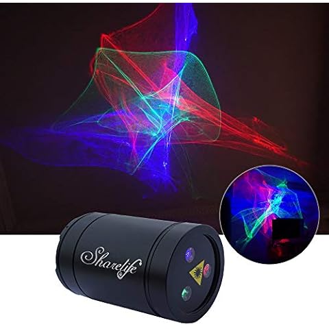 Sharelife Mini DJ Rechargeable Laser Lights, RGB Aurora Effect Projector USB for Home Disco Party Show Outdoor Stage DJ Dance Car Garden Holiday Portable Lights DP4-A-Black Cover