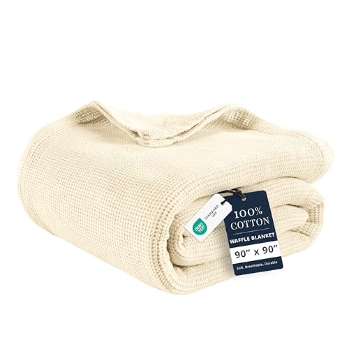 LANE LINEN Blankets Queen Size, 100% Cotton Waffle Textured - Sugar Swizzle by LANE LINEN - Used condition - US$35.85