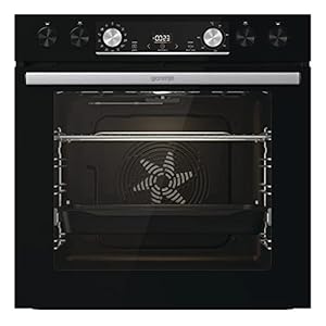 Gorenje OptiBake Black Set 5 Herd-Set mit Induktionskochfeld, 77L, Made in Europe, AquaClean, ExtraSteam, AirFry, PizzaMode 300°C, PerfectGrill, Teleskopauszüge, schwarz
