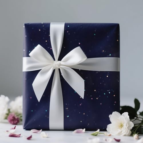 Image of Blue Glitter Tissue Paper for Gift Bags 36 Sheets 14x20 Inch - Recyclable Wrapping Paper for Weddings, Birthdays, Party & Festival Decorations DIY Craft Supplies