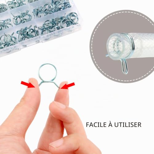 YIXISI 150 Pièces 5-14mm Clip à Ressort Tuyau, Collier Serrage Durite Essence, Durite Essence Serre-joints à Tuyaux, Collier de Serrage, pour Moto Scooter ATV (10 Tailles) – vue 4