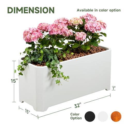 Metal Rectangular Planter Box 32"L x 15"W x 15"H Large White Planters by GJWCVL - Used condition - Image 2