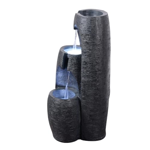 Teamson Home 3-Tier Cascading Urn Outdoor Water Fountain, Black by Teamson Home - Used condition - Image 8