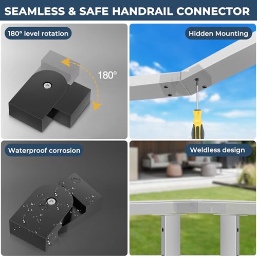 Image of 1 Pack Black Level Pivot Connector for Stainless Steel Flat Handrail, 180 Adjustable Cable Railing Fitting for Top Hand Rail, High Strength POM Connecting Block for Horizontal Handrail System