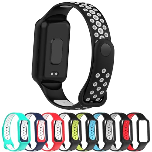 [JUNENTER] �����p�o���h Xiaomi Smart Band 8 Active�Ή��ARedmi 2�Ή� �����p�V���R�����X�g�X�g���b�v �u���X���b�g�o���h �_�炩���ď�v (�u���b�N)