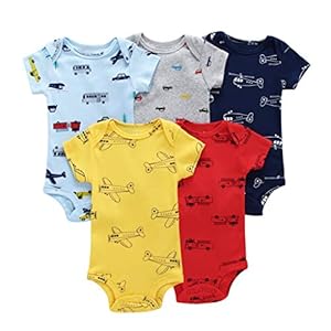 Paquet de 5 Bébé Garçons Manche Courte Body Bambin Barboteuse Coton Gilet Ensembles 12-18 Mois