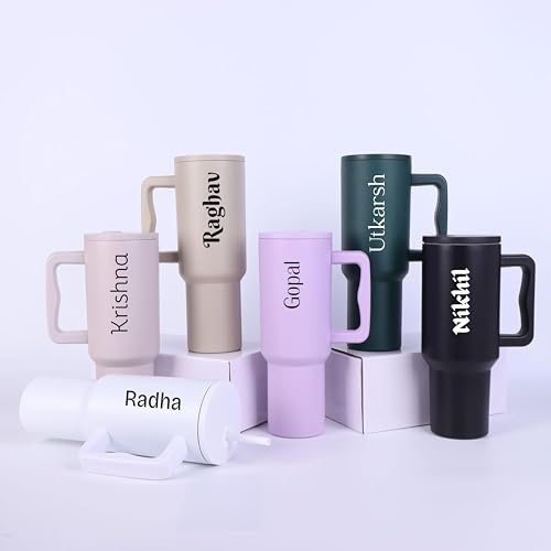Image of CYNVEXA Personalized with Your Name, Tumbler with lid and Straw 1200ML Cup Stainless Steel Vacuum Insulated Tumbler for Water, Iced Tea or Coffee 1.2L Office Gym Travelling (Green)